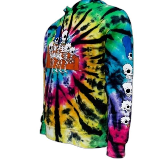 The Simpsons Tie-Dye Skeleton on Couch Pull Over Men's Size L Hoodie NEW - Picture 2 of 4